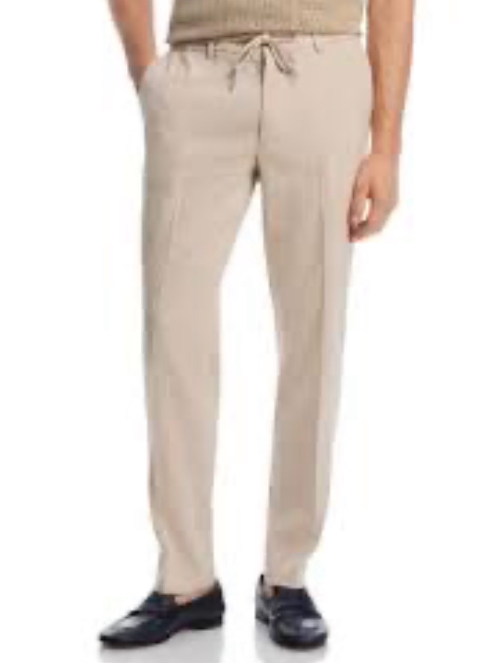 Boss Linen,Floyd Regular Fit, Men's Light Beige Drawstring Chinos